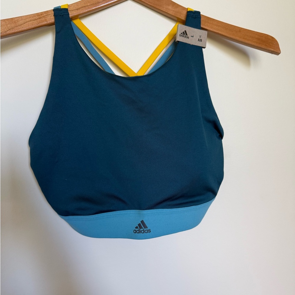 Adidas Blue and Yellow Athletic Bra